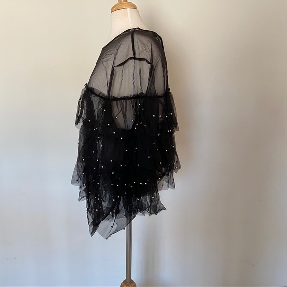 Silver Beaded Tiered Ruffle Top Plus Size - Picture 9 of 12